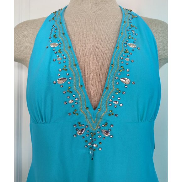 Muse Boston Proper Turquoise Halter Dress Size 12 Prom Wedding NWT-707LP - Picture 2 of 15